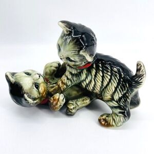 Ceramic Cat Figurine - Black and Brown